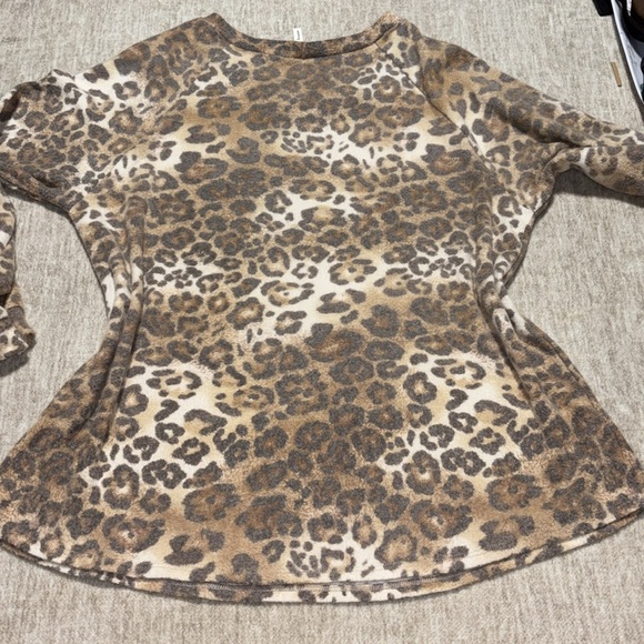 3X (2x) Now and forever fleece leopard print comfy pullover top long sleeve - Picture 5 of 5